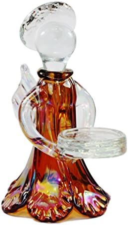 Tall Glass Angel Tealight Holder with Pearlescent Finish in Amber
