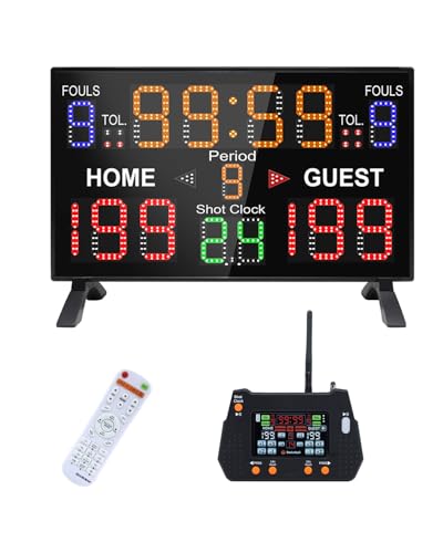 LUCKY TIME Basketball Scoreboard with Shot Clock, 12/14/24/30/25/60 Seconds, Upgraded