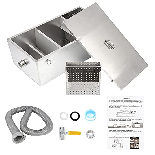 IRONWALLS Intercepteur de graisse commercial, 11,3 kg, 40 litres, entrée latérale en acier inoxydable, piège à graisse avec filtre amovible, pour restaurant, café, cuisine à la maison Cover