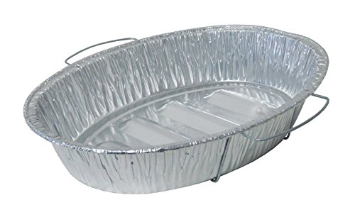 Durable Packaging - 7211-50 Disposable Aluminum Oval Roasting Pan with Handles, 18" x 14" x 3-3/8" deep (Pack of 50)