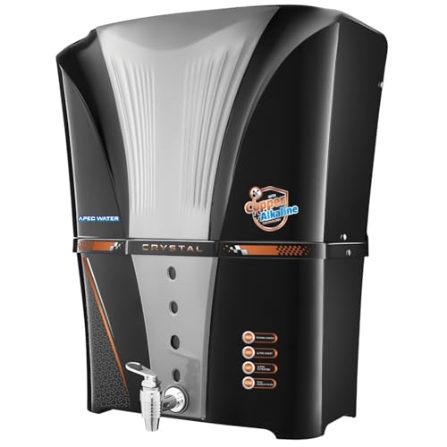 Image of Apec Water Alkaline RO Water Purifier with Bio Copper and Alkaline Filter Technology Purification, UV, UF and TDS Controller | 12Litre | Fully Automatic Function and Best For Home and Office Black 12L