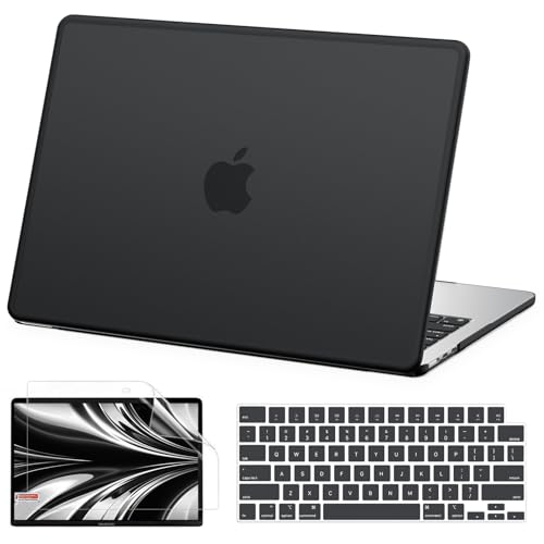 Image of AKIT Case for MacBook Air 15 Inch M5 M4 M3 M2 Chip 2026-2023, Black | A3448 A3241 A3114 A2941,3 in 1 Kit,[Anti-Cracking] Scratches&Fingerprints Resistant TPU Bumper Shell,Work,Study,Vacation
