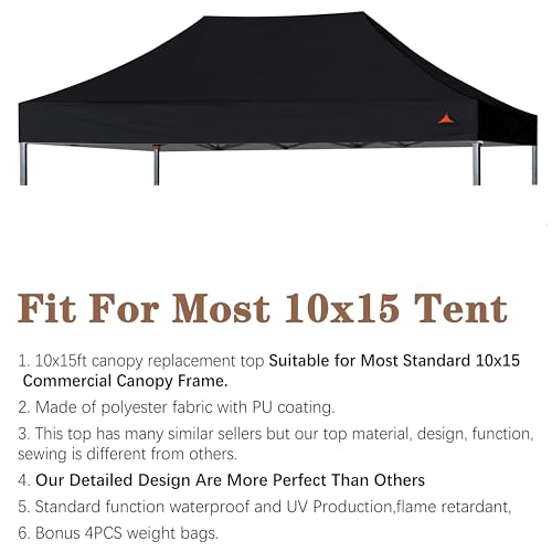 Image of SCOCANOPY Black Commercial 10x15 Canopy Replacement Top