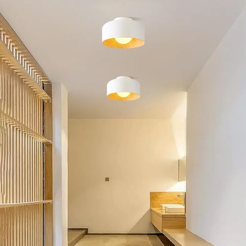 Lámpara de techo con veta de madera pequeña para iluminar techos bajos con estilo 8