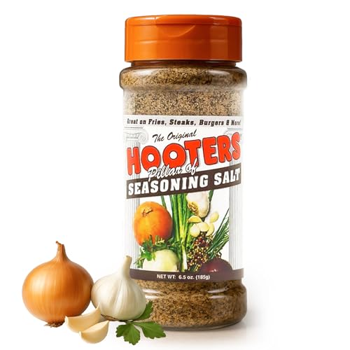 The Original Hooters Seasoning Salt - Garlic & Onion Flavored Blend for Every Dish - Versatile Use for Fries, Meats, Soups, Salads, and Seafood, 147 Servings - 6.5 oz