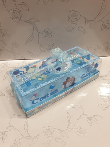 Dounia Mariage Boite à gâteau pour Baptême Anniversaire 25 Pcs (Bleu)