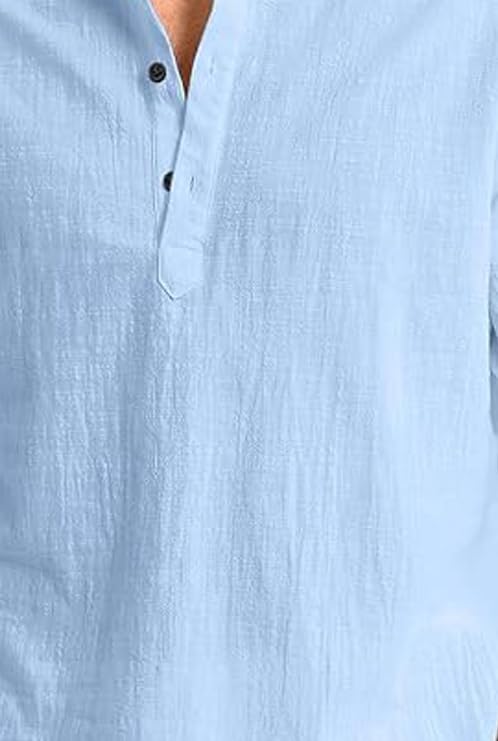 Image of Men's Full Sleeve Beige Color Cotton Blend Mandarin Slim Fit Shirt Style Kurta for Men and Boys