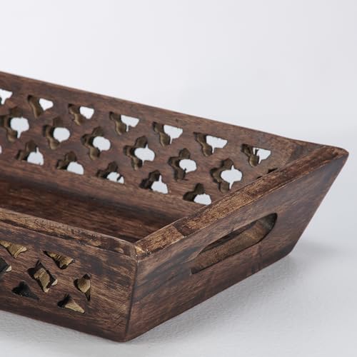 Primitives-by-Kathy-Decorative-Tray-Dark-Stained-Wood-with-Diamond-Cutout-Designs-Throughout Primitives by Kathy Decorative Tray Dark Stained Wood with Diamond Cutout Designs Throughout