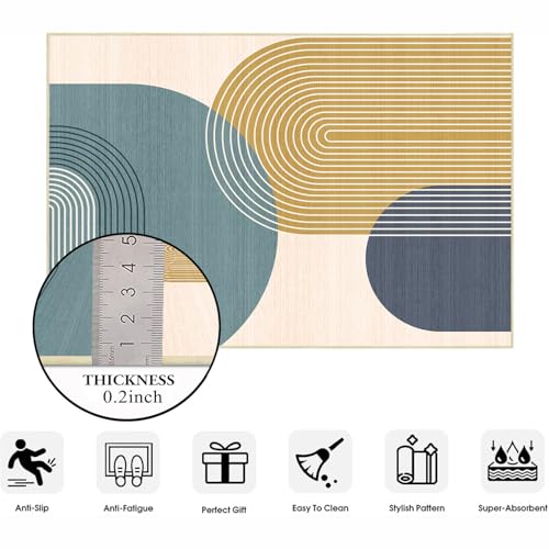 Tapete decorativo rectangular 5x7 azul boho moderno miniatura 6