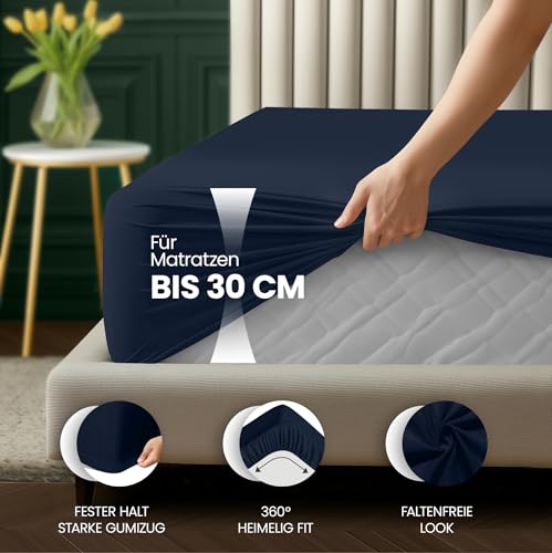 Utopia Bedding - Spannbettlaken 140x200cm Bis 30 cm - Marineblau - Oeko-Tex Zertifiziertes - Gebürstete Mikrofaser Spannbetttuch 4