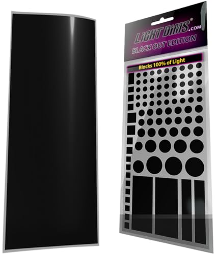 LightDims Black Out Edition - for Maximum Light Dimming (2 Sheets) Shapes & Uncut Sheet for Electronics & Appliances. Blocks 100% of Light in Retail Packaging. Not for use on Recording Devices.