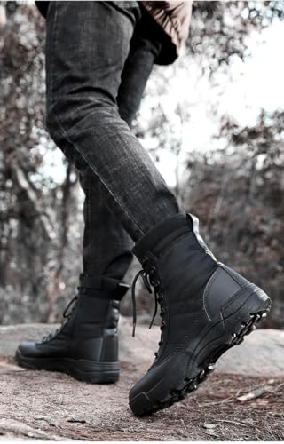Men's solid color training boots jungle military boots outdoor casual hiking shoes military tactical work boots4