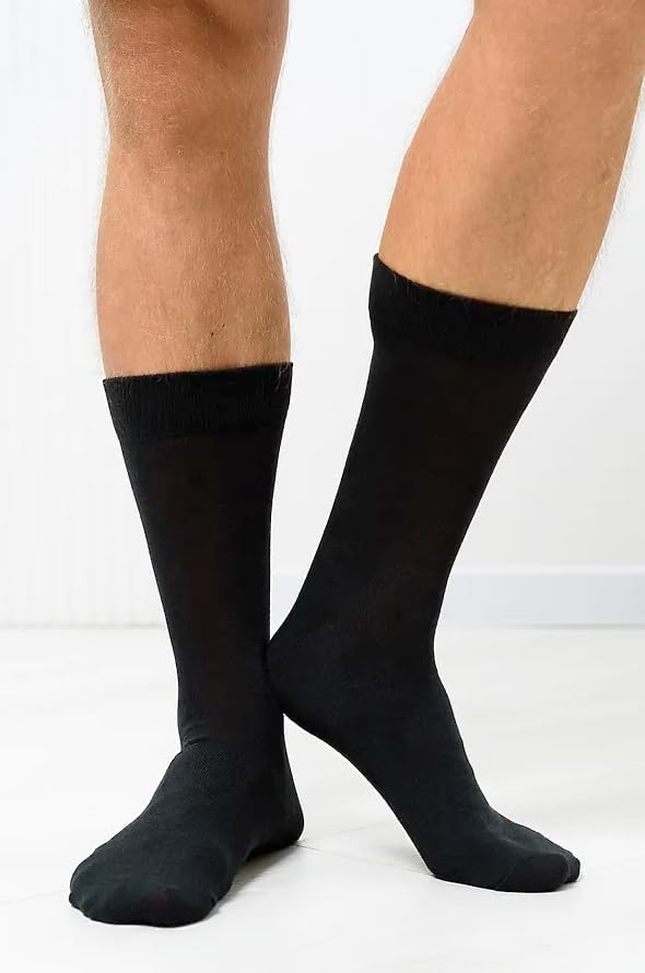 RONDO Cotton Mens Black Thin Dress Socks Lightweight Cotton Crew Socks - Super Soft and Breathable Black, Dark Blue, Brown - Image 2