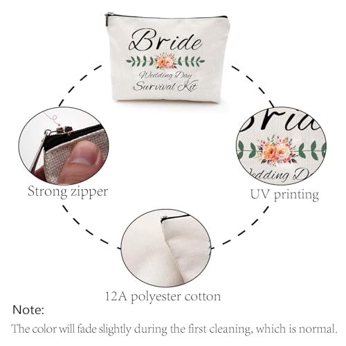 CREATCABIN Bride Makeup Bag Bride Wedding Bag Polycotton Cosmetic Multi-Purpose Makeup Bag with Zipper Bridal Shower Gifts Canvas Party Travel Pouch Bags for Bride Cosmetic Toiletry Bag 10 x 7 Inch - Image 4