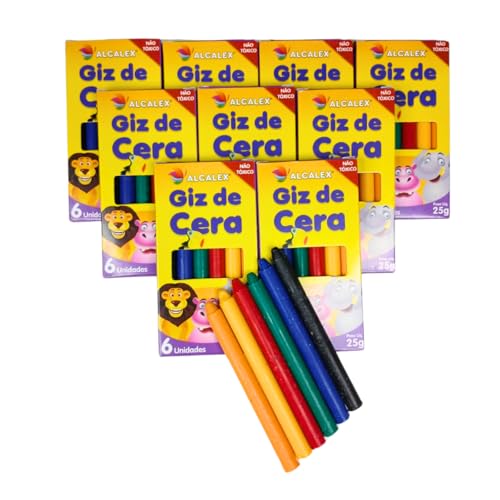 20 Cx Giz de Cera 6 Cores p/Kit Festa Lembrancinha Prenda Artesanato Pintura