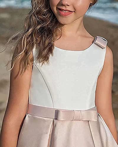 Long Junior Bridesmaid Dress 7-16 Blush Prom Dresses for Girls Stain Floor Length White2