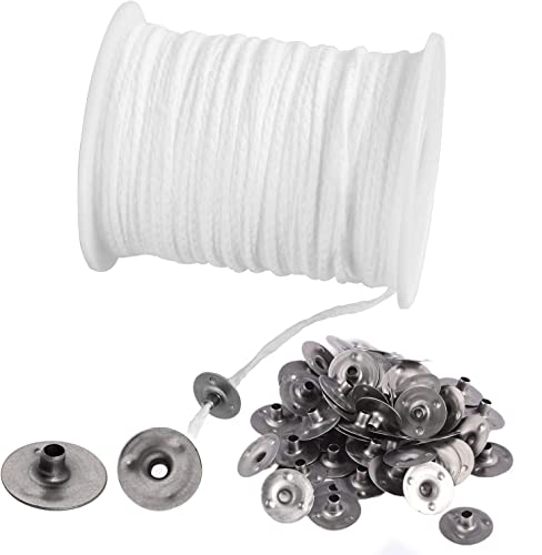 200ft Candle Wicks White Natural Cotton Candle Wicks With 100 Pcs Metal Wick Sustainers Candle Making Supplies Kit Candle Wax for Soy Candle Making Candles DIY Craft