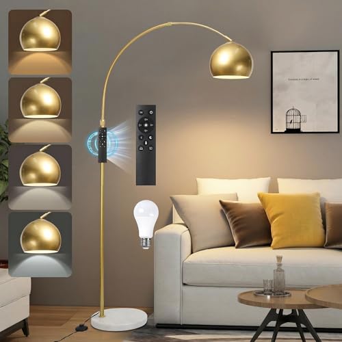 Rosnek 175cm Lampadaire Salon sur Pied LED, Télécommande, Socle en 6.3kg Marbre Lourd &...