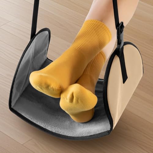 Hammac para pies de avión – Reposapiés de viaje largo con longitud ajustable, soporte para patas de oficina, , reposapiés, para oficina en casa, tren de trabajo, pausa para almuerzos - imagen 3