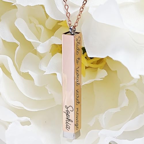 Personalized Secret Message Slide Bar Necklace Collection Custom Engraved Name, Date & Scripture Medical Alert Or Any Message You Want gift New Year's Eve jewelry4