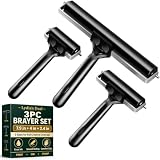 3 Pack Rubber Brayer Rollers for Crafting – Hard Rubber Printmaking & Craft Roller for Ink, Glue, Stamping...