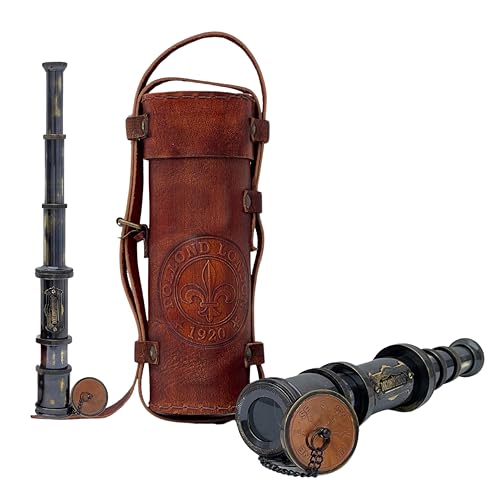 Vintage Royal Navy Functional Telescope | Brass Made | Glass Optics and High Magnfication | Kid's Telescope | Camouflage Finish | 17 inch Long | Handheld Antique Style | Nautical Home Décor Gift