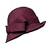 Elegant Wool Felt Bowler Hat for Women | Tea Party Wedding Bride Church Hat | Ladies Cocktail Fedora with Bowknot | Vintage Formal Ceremony Headwear Wine Red