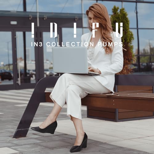 IDIFU IN3 Wedges for Women Closed Toe Pumps Low Heel Pointed Toe Work Wedding Bridal Office Formal Business Dress Casual Dressy Comfortable Trendy Fashion Shoes2