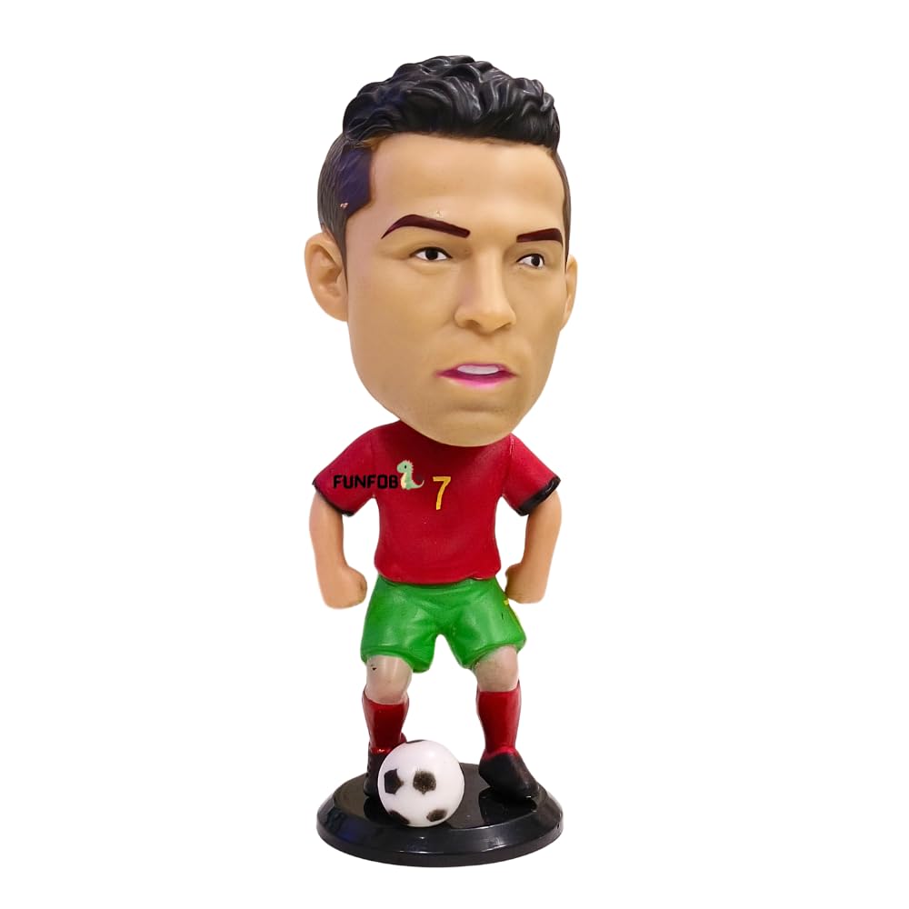 FUNFOB Ronaldo Action Figure Height - 10cm for Football Fans | Assembly Required | Car Decor Study Table Collectible Multicolour PVC | Ronaldo Figure