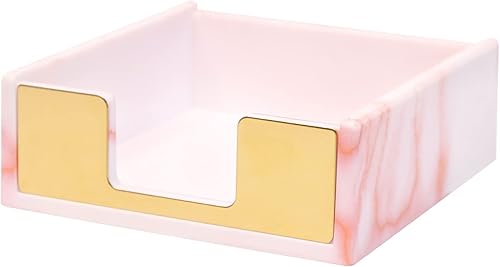 Miniatura 1 de Soporte para notas adhesivas con diseño de mármol rosa, dispensador de notas adhesivas de acrílico, soporte para bloc de notas adhesivas para