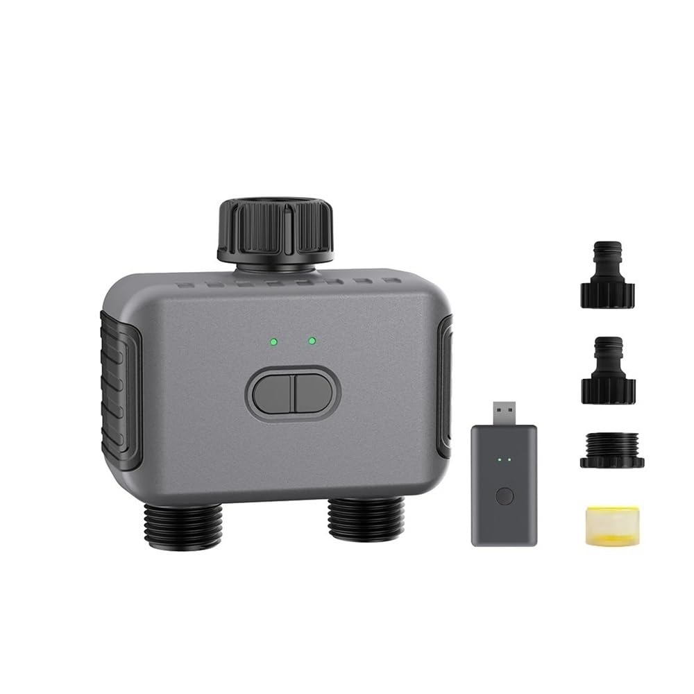 Timer automatico for irrigazione a doppio tubo adatto for il giardino | Temporizzatore programmabile a 2 uscite, controllo indipendente, facile installazione(Only Timer 1pcs)
