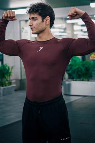 Image of FUAARK Men's Full Sleeve Compression T-Shirt - Athletic Base Layer for Fitness, Cycling, Training, Workout, Tactical Sports Wear