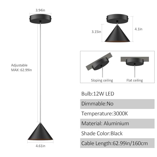 Ralbay Pendant Lights Kitchen Island, LED Mini Hanging Light, Black, 1 Pack by Ralbay - Used condition - Image 5
