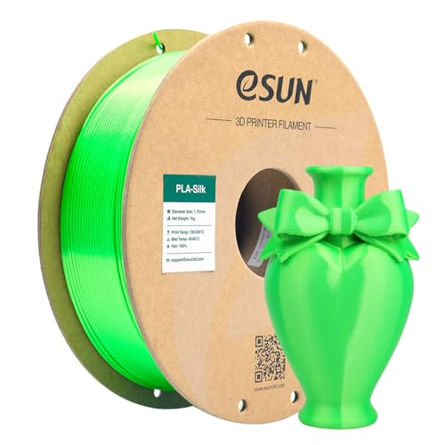 eSUN Silk PLA Filament Green Silky Shiny 3D Printing PLA Filament 1.75mm Dimensional Accuracy +/- 0.03mm, 1kg Carboard Spool (2.2lbs) 3D Printer Filament
