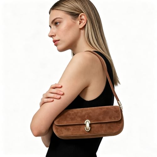 Faux Suede Square Shoulder Bag