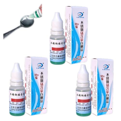 Stainless Steel Tester Kit, Stainless Liquid Identification Kitchen Tool, Rapid Tableware with Analysis Solution, Portable Pack for Material Testing Kitchen Lab 
