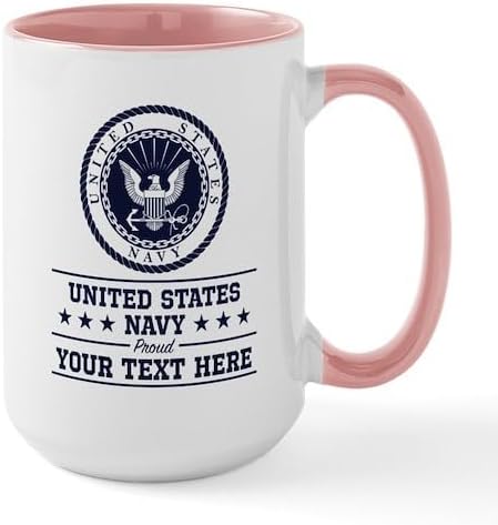 CafePress Custom Personalized U.S. Navy Proud Personali 15 Oz Ceramic Large Mug 15 oz (444 ml) Ceramic Coffee Mug