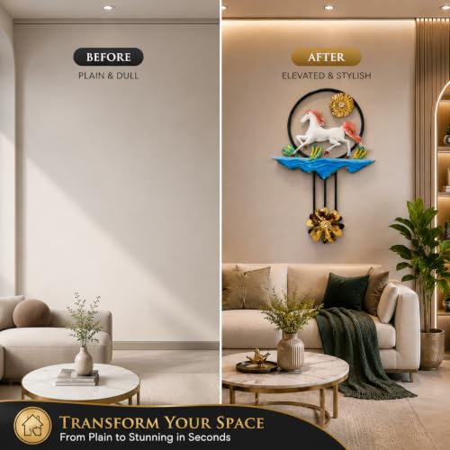 Image of SHREE 'O' GREEN TECH - Handcrafted Metal Running Horse Wall Decor Modern Iron Wall Art Hanging for Living Room Bedroom Hallway Office Hotel Home Decoration