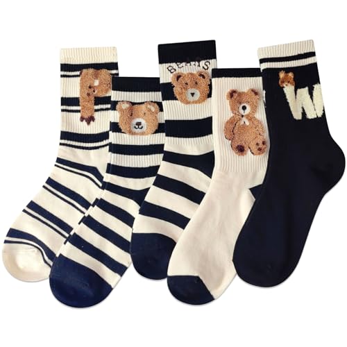 Image of IIG 5 Pairs Womens Novelty Cute Crew Socks Colorful Funny Ankle Socks Gifts for Womens Socks