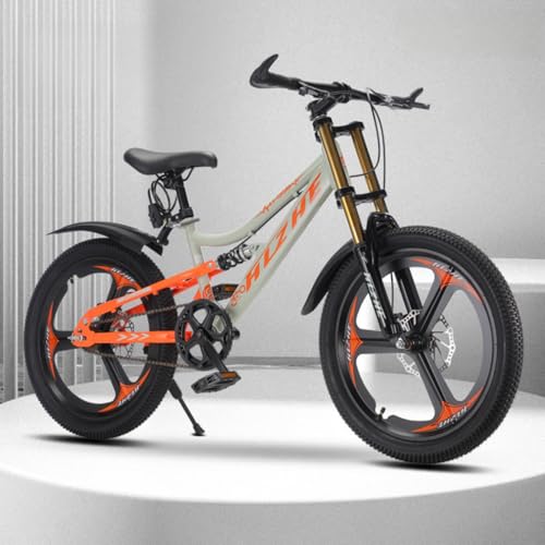 Dazzix新登場18/20/22/24インチ学生用自転車マウンテンバイク男の子と女の子用自転車スピードバイク衝撃吸収ダブルディスクブレーキダークナイト (20インチ/シングルスピード,3枚羽根ホイール/オレンジ)