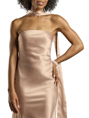 David's Bridal Strapless Charmeuse Sheath Dress with Scarf3