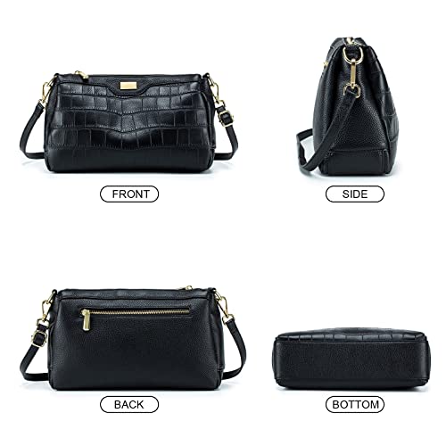 imeetu Genuine Leather Shoulder Bag Purse for Women Crossbody Bag with 2 Removable Straps with Multi Pocket, Top Handle Bag for Wallet, Passport, Phone