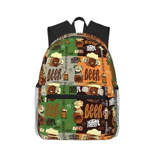 BREAUX Beer Print Lightweight And Comfortable Duffel Bag, Casual Daypack, Multipurpose Backpack