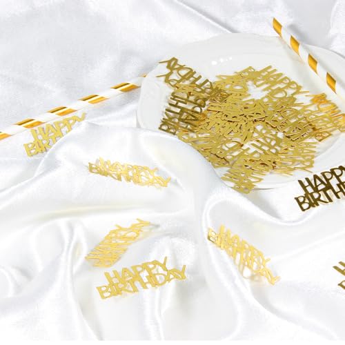 Image of Gold Happy Birthday Confetti Birthday Party Decorations Baby /Adult Birthday Table Scatter Party Supplies 100PC (Pack of 3)
