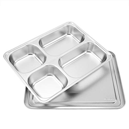Fdit Lunch Box per mensa in acciaio inox con vassoio per alimenti(4 divisi)