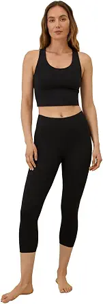 Pact Women's Organic Cotton Cropped Everyday Legging, Elastic Waistband