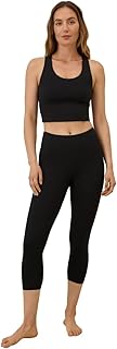 Women's Organic Cotton Go-to Cropped Legging, Mid Rise Yoga Pant with Elastic Waistband