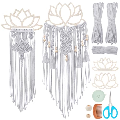 FREEBLOSS 2 Set DIY Macrame Lotus Wall Hanging Kit Macrame