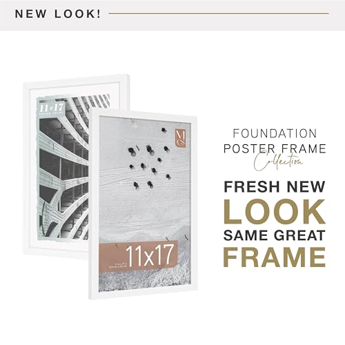 Image of MCS Foundation 11x17 Poster Frame Traditional White, Vertical & Horizontal Wall Hanging Large Picture Frame for Photos, Posters & Art Prints (1-Pack)