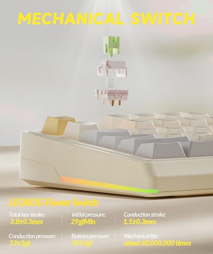 Image of SOLAKAKA KI99 Pro 96% Wireless Gaming Keyboard, RGB Creamy Keyboardw with Knob, Hot-Swappable Pre-Lubed Switches, Gasket Structure Mechanical Keyboards (Beige-White, Non-Silent Version)
